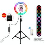 Pulluz 10.2 pollici 26cm Marquee LED RGBWW Selfie Beauty Light + 1.1m Treppiede Mount 168 LED Temperatura Dual-Color Temperatura ANELLO Dimmerabile Vlogging Photography Video Lights With Cold Shoe Treppiede Treppiede Testa e telecomando e morsetto telefon