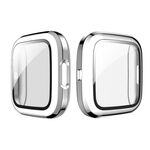 Per Fitbit Versa 2 Placcatura PC Shell + Pellicola in vetro temperato (argento)
