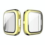 Per Fitbit Versa 2 Placcatura PC Shell + Pellicola in vetro temperato (oro)