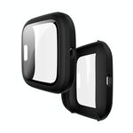 Per Fitbit Versa 2 Shell PC smerigliato iniezione del carburante + film in vetro temperato (nero)