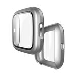 Per Fitbit Versa 2 Shell PC smerigliato iniezione di carburante + film in vetro temperato (argento)
