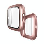 Per Fitbit Versa 2 Fuel Injection PC Shell Shell + Pellicola in vetro temperato (oro rosa)