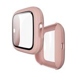 Per Fitbit Versa 2 Shell PC smerigliato da iniezione di carburante + film in vetro temperato (rosa)