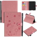 Per Amazon Kindle Paperwhite 4 (2018) / 3/2/1 Cat Bee Goffratura Modello da tavolo antiurto Custodia protettiva in pelle con vibrazione orizzontale per PC con slot per schede e portafoglio e slot per penna e funzione sleep / wake-up (rosa)