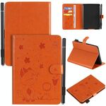 Per Amazon Kindle Paperwhite 4 (2018) / 3/2/1 Cat Bee Embossing Pattern Tavolo antiurto Custodia protettiva in pelle con flip orizzontale per PC con slot per schede e portafoglio e slot per penna e funzione sleep / wake-up (arancione)