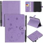 Per Amazon Kindle Paperwhite 4 (2018) / 3/2/1 Cat Bee Embossing Pattern Tavolo antiurto Custodia protettiva in pelle con flip orizzontale per PC con slot per schede e portafoglio e slot per penna e funzione Sleep / Wake-up (Viola)