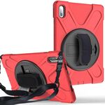 Per Huawei Matepad Custodia protettiva in silicone colorato antiurto da 10,4 pollici + PC con supporto e tracolla, tracolla e slot per penna (rosso)