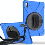 Per Huawei Matepad Custodia protettiva in silicone colorato antiurto da 10,4 pollici + PC con supporto e tracolla, tracolla e slot per penna (blu)