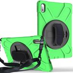 Per Huawei Matepad Custodia protettiva in silicone colorato antiurto da 10,4 pollici + PC con supporto e tracolla, tracolla e slot per penna (verde)