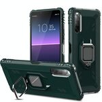Per Sony Xperia L4 Custodia protettiva in fibra di carbonio con supporto per anello rotante a 360 gradi (verde)