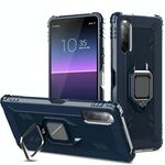 Per Sony Xperia L4 Custodia protettiva in fibra di carbonio con supporto per anello rotante a 360 gradi (blu)