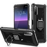 Per Sony Xperia L4 Custodia protettiva in fibra di carbonio con supporto per anello rotante a 360 gradi (nero)
