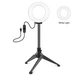 Pulluz 4.7 pollici Lampada anello da 12 cm + Desktop Tripod Selfie Stick Mount USB Bianco LED LED Ring Selfie Beauty Vlogging Photography Video Lights Kit (Nero)