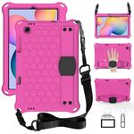Per Samsung Galaxy Tab S6 Lite P610 Honeycomb Eva + Custodia per shock PC con cinturino (Rosered + Black)