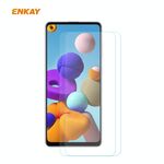 Per Samsung Galaxy A21s 2 pezzi ENKAY Hat-Prince 0.26mm 9H 2.5D Pellicola in vetro temperato con bordo curvo