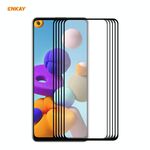 Per Samsung Galaxy A21s 5 pezzi ENKAY Hat-Prince Full Glue 0.26mm 9H 2.5D Pellicola a copertura totale in vetro temperato