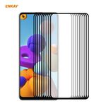 Per Samsung Galaxy A21s 10 pezzi ENKAY Hat-Prince Full Glue 0.26mm 9H 2.5D Pellicola a copertura totale in vetro temperato