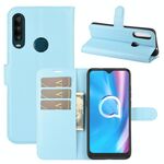 Per Alcatel 1SE 2020 Custodia protettiva a vibrazione orizzontale con struttura litchi con supporto e slot per schede e portafoglio (blu)