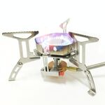 S187 Mini fornello da campeggio portatile da esterno in acciaio inossidabile Fornello a gas antivento (argento)
