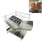 Barbecue portatile pieghevole in acciaio inossidabile da campeggio all'aperto + piastra di base (argento)