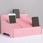 Espositore da tavolo con supporto per pellicola in legno multicella per cellulare, 30 griglie, dimensioni: 31,5x23,5x18,5 cm (rosa)