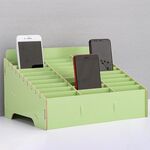 Espositore da tavolo con supporto per pellicola in legno multicella per cellulare, 30 griglie, dimensioni: 31,5x23,5x18,5 cm (verde)