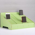 Espositore da tavolo con supporto per pellicola in legno multicellulare per cellulare, 60 griglie, dimensioni: 41,7x34,5x23 cm (verde)