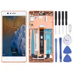 Schermo LCD TFT per Nokia 3 TA-1032 Digitizer Assemblaggio completo con telaio e tasti laterali (oro)