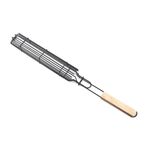 2 pezzi hot dog barbecue gabbia salsiccia barbecue clip barbecue clip in rete manico in legno griglia griglia per barbecue, colore: colore legno