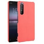 Per Sony Xperia 1 II PC antiurto con texture coccodrillo + custodia in PU (rosso)