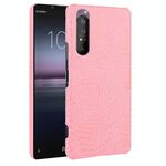 Per Sony Xperia 1 II antiurto coccodrillo texture PC + custodia in PU (rosa)