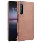 Per Sony Xperia 1 II antiurto con texture coccodrillo PC + custodia in PU (marrone)