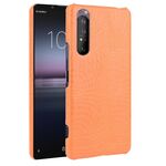 Per Sony Xperia 1 II antiurto coccodrillo texture PC + custodia in PU (arancione)