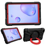 Per Galaxy Tab A 8.4 (2020) T307 PC + Custodia combinata antiurto in silicone con supporto e impugnatura rotante a 360 gradi (nero + rosso)