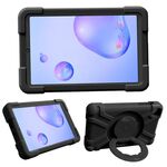 Per Galaxy Tab A 8.4 (2020) T307 PC + Custodia combinata antiurto in silicone con supporto e impugnatura rotante a 360 gradi (nero)