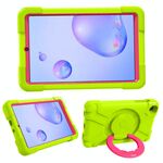 Per Galaxy Tab A 8.4 (2020) T307 Custodia combinata antiurto PC + silicone con supporto girevole a 360 gradi e impugnatura (vetro verde + rosa rossa)