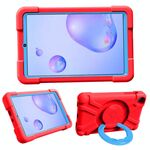 Per Galaxy Tab A 8.4 (2020) T307 PC + Custodia combinata antiurto in silicone con supporto e impugnatura rotante a 360 gradi (rosso + blu)