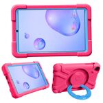 Per Galaxy Tab A 8.4 (2020) T307 PC + Custodia combinata antiurto in silicone con supporto girevole a 360 gradi e impugnatura (rosa rossa + blu)