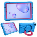 Per Galaxy Tab A 8.4 (2020) T307 PC + Custodia antiurto in silicone con supporto e impugnatura rotante a 360 gradi (blu + rosa rossa)