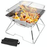 Griglia per barbecue sollevabile Griglia per barbecue pieghevole in acciaio inossidabile da campeggio Griglia a carbone di legna