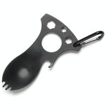 5 PCS Cucchiaio da campeggio multifunzionale per esterni Stoviglie in acciaio inossidabile Stoviglie da picnic portatili Forchetta e cucchiaio (nero)