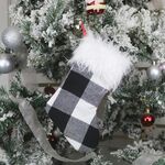 5 pezzi Ornamenti per l'albero di Natale Forniture per decorazioni Sacchetto regalo Ciondolo per borsa regalo di peluche di Natale (bianco e nero)