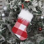 5 pezzi Ornamenti per alberi di Natale Forniture per decorazioni Sacchetto regalo Ciondolo per borsa regalo di peluche di Natale (rosso e bianco)