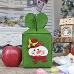 4 pezzi pieghevole sacchetto di imballaggio regalo mela sacchetto creativo non tessuto decorazione natalizia (pupazzo di neve)