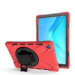 Per Huawei MediaPad M5 Caso 10,8 antiurto colorato in silicone + PC di protezione con Holder & presa della mano Strap (Red)