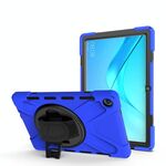 Per Huawei MediaPad M5 10.8 Custodia protettiva antiurto in silicone colorato + PC con supporto e cinturino per impugnatura (blu)