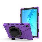 Per Huawei MediaPad M5 10.8 Custodia protettiva antiurto in silicone colorato + PC con supporto e cinturino per impugnatura (viola)