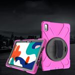 Per Huawei MatePad Custodia protettiva antiurto 10.4 colorato in silicone + PC con il supporto e la presa della mano Strap (Rose Red)