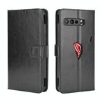 Per Asus ROG Phone 3 ZS661KS Custodia in pelle a vibrazione orizzontale con struttura retrò Crazy Horse, con supporto, slot per schede e cornice per foto (nera)
