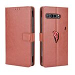 Per Asus ROG Phone 3 ZS661KS Custodia in pelle a vibrazione orizzontale con struttura retrò Crazy Horse, con supporto, slot per schede e cornice per foto (marrone)